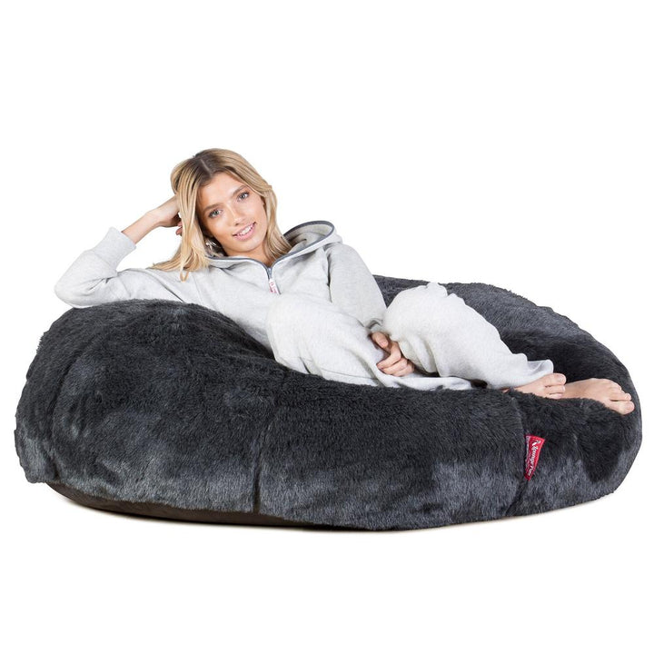 LOUNGE PUG - Faux Fur Sheepskin - LUXURY Bean Bag SOFA - CLASSIC SOFA Beanbags UK - Black