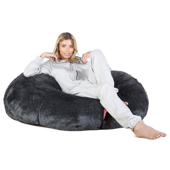 LOUNGE PUG - Faux Fur Sheepskin - LUXURY Bean Bag SOFA - CLASSIC SOFA Beanbags UK - Black