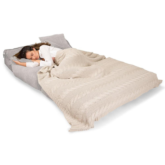 Avery - Double Futon Chair Bed, Folding Bed, Guest Bed By Lounge Pug, Cord Ivory
