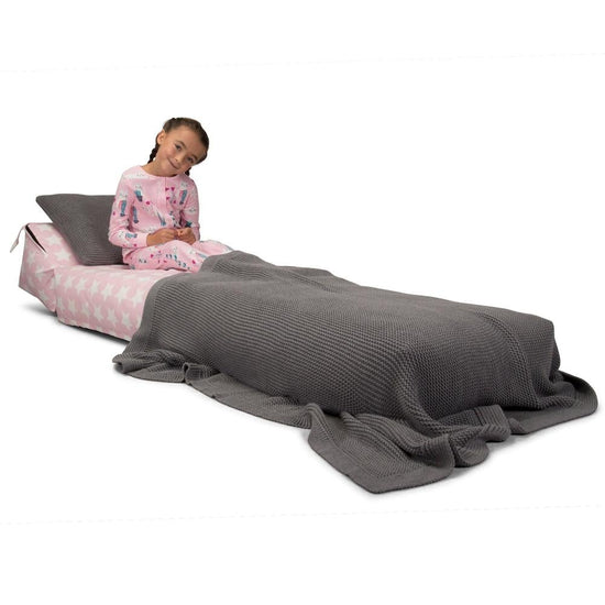 Avery - Single Futon Chair Bed, Folding Bed, Guest Bed By Lounge Pug, Prints Pink Star