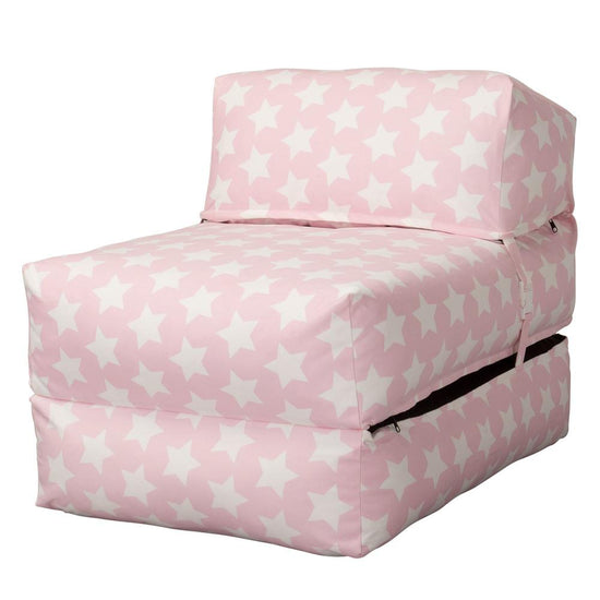 Avery - Single Futon Chair Bed, Folding Bed, Guest Bed By Lounge Pug, Prints Pink Star