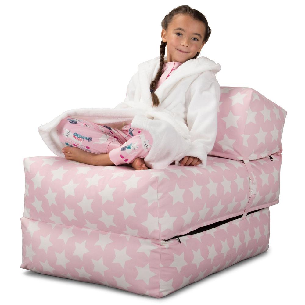 Avery - Single Futon Chair Bed, Folding Bed, Guest Bed By Lounge Pug, Prints Pink Star