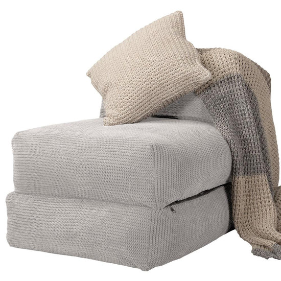 Avery - Single Futon Chair Bed, Folding Bed, Guest Bed By Lounge Pug, Pom Pom Ivory