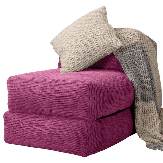 Avery - Single Futon Chair Bed, Folding Bed, Guest Bed By Lounge Pug, Pom Pom Pink