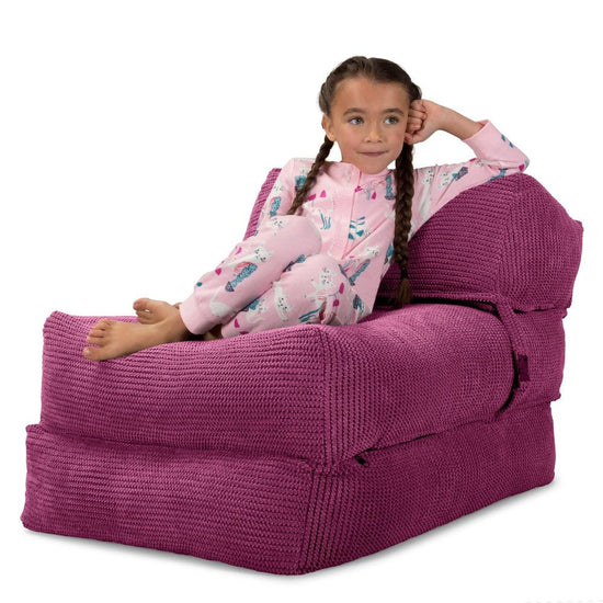 Avery - Single Futon Chair Bed, Folding Bed, Guest Bed By Lounge Pug, Pom Pom Pink