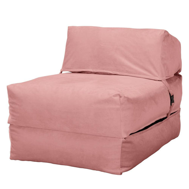 Avery - Single Futon Chair Bed, Folding Bed, Guest Bed By Lounge Pug, Velvet Rose Pink