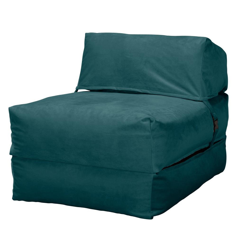 Avery - Single Futon Chair Bed, Folding Bed, Guest Bed By Lounge Pug, Velvet Teal