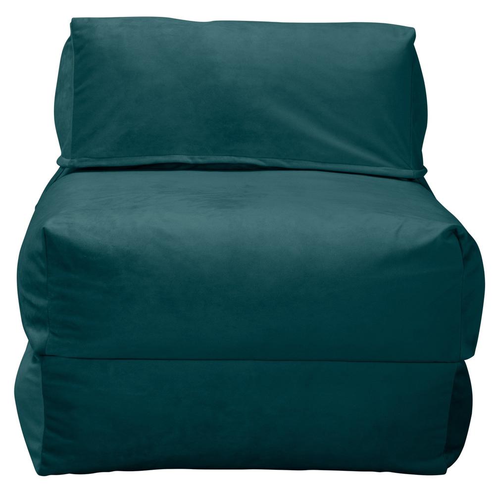 Avery - Single Futon Chair Bed, Folding Bed, Guest Bed By Lounge Pug, Velvet Teal