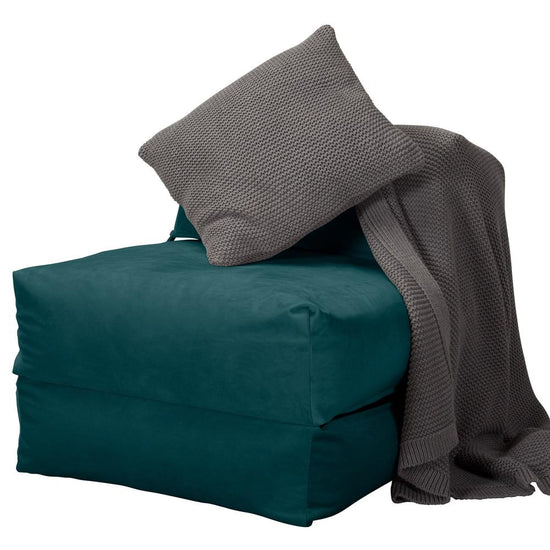 Avery - Single Futon Chair Bed, Folding Bed, Guest Bed By Lounge Pug, Velvet Teal