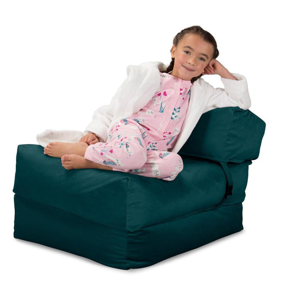 Avery - Single Futon Chair Bed, Folding Bed, Guest Bed By Lounge Pug, Velvet Teal