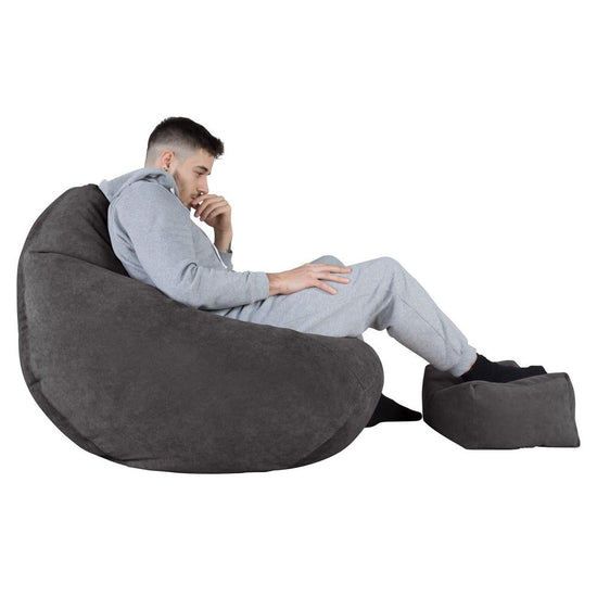LOUNGE PUG - Bean Bag Chairs - HIGHBACK Gaming Chair Beanbag UK - BRISTOL FLOCK - GRAPHITE GREY