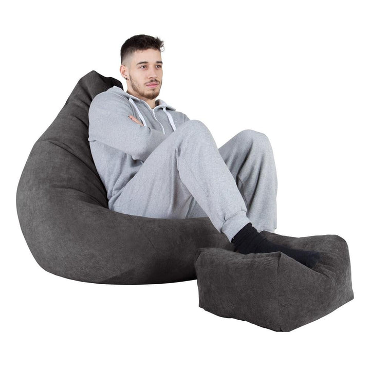 LOUNGE PUG - Bean Bag Chairs - HIGHBACK Gaming Chair Beanbag UK - BRISTOL FLOCK - GRAPHITE GREY