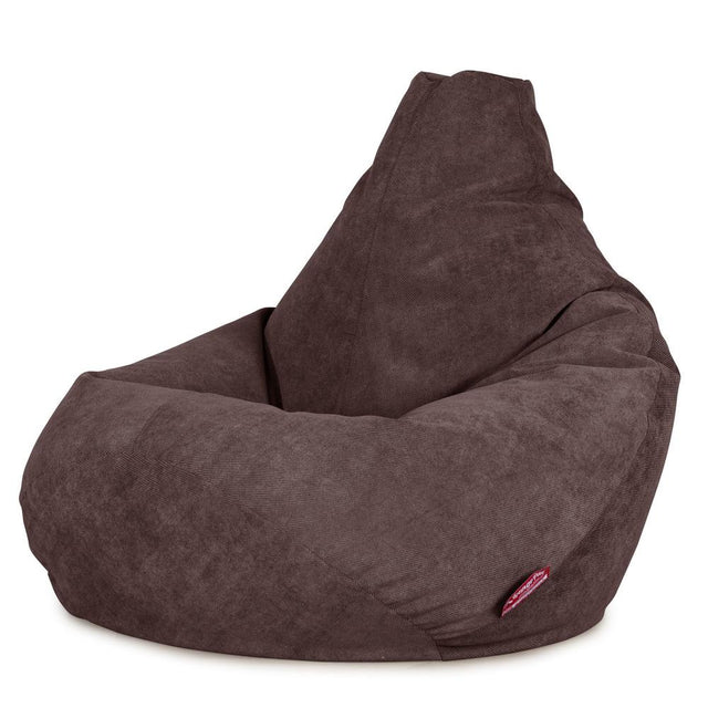 LOUNGE PUG - Bean Bag Chairs - HIGHBACK Gaming Chair Beanbag UK - BRISTOL FLOCK - CHOCOLATE BROWN