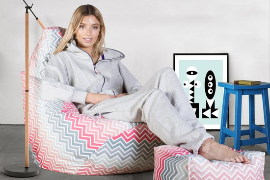 LOUNGE PUG - Bean Bag Chairs - HIGHBACK Gaming Chair Beanbag UK - Print Chevron - PINK