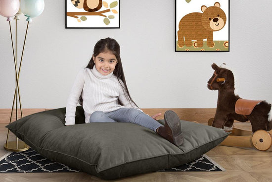 Junior Children's Beanbag - Velvet Graphite Grey 02