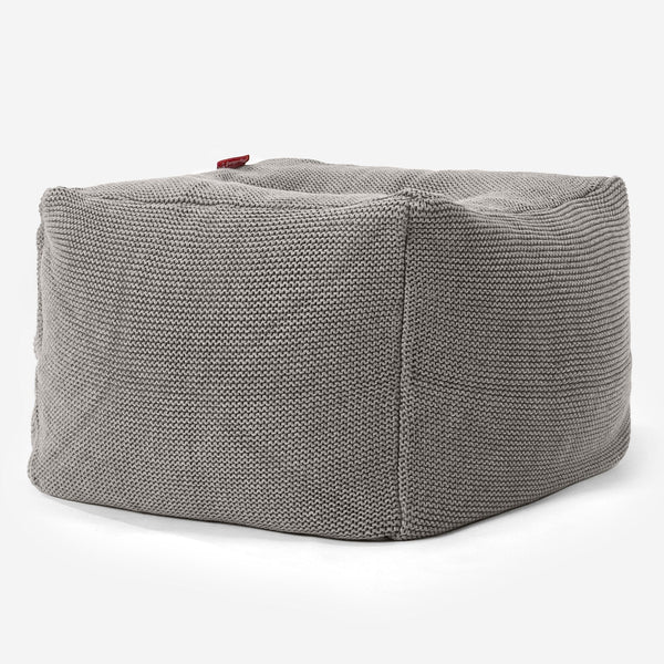 Chunky Knit Footstool Pouffe - 100% Cotton Ellos Graphite Grey 01