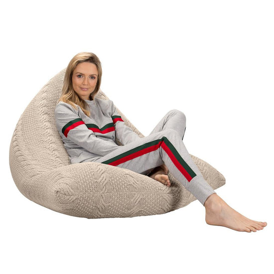 LOUNGE PUG - CABLE - GAMING LOUNGER Bean Bag - POD Beanbag – CREAM