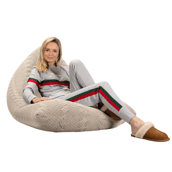 LOUNGE PUG - CABLE - GAMING LOUNGER Bean Bag - POD Beanbag – CREAM