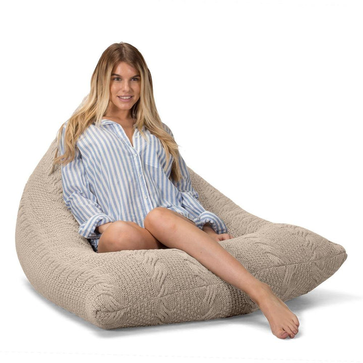 LOUNGE PUG - CABLE - GAMING LOUNGER Bean Bag - POD Beanbag – CREAM