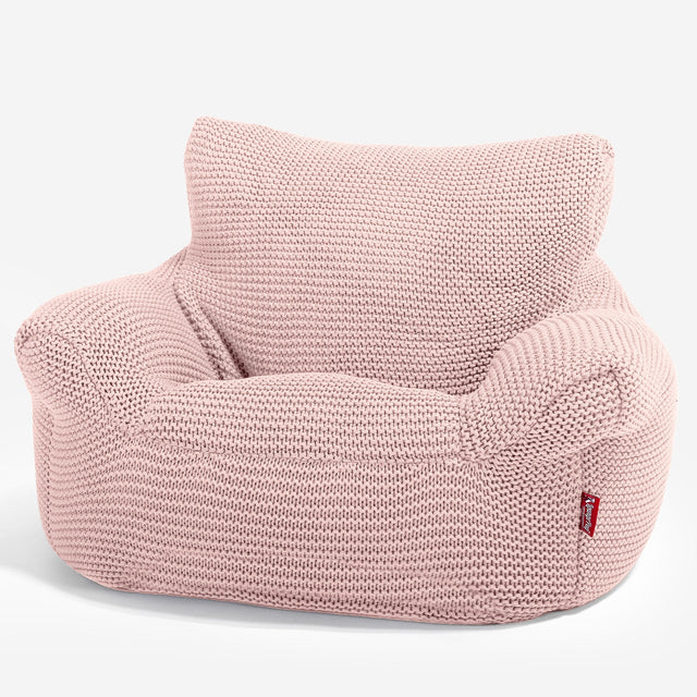 LOUNGE PUG - ELLOS KNIT - CHILDRENS Armchair - Kids Bean Bags UK -  BABY PINK