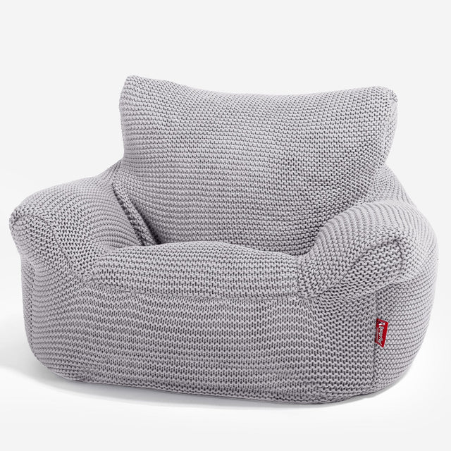 LOUNGE PUG - ELLOS KNIT - CHILDRENS Armchair - Kids Bean Bags UK -  LIGHT GREY