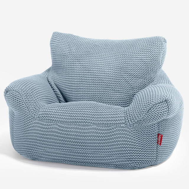 LOUNGE PUG - ELLOS KNIT - CHILDRENS Armchair - Kids Bean Bags UK -  MISTY BLUE