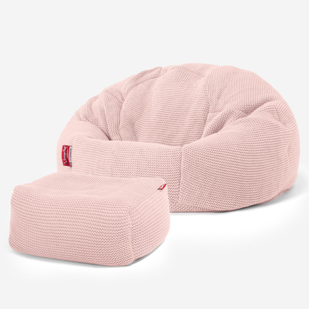 LOUNGE PUG - ELLOS KNIT - Bean Bag Chairs - CLASSIC Gaming Chair Beanbags - BABY PINK