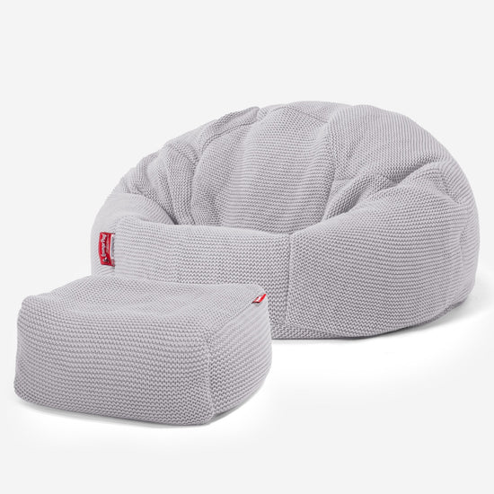 LOUNGE PUG - ELLOS KNIT - Bean Bag Chairs - CLASSIC Gaming Chair Beanbags - LIGHT GREY