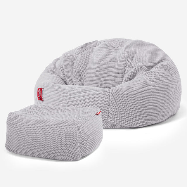 LOUNGE PUG - ELLOS KNIT - Bean Bag Chairs - CLASSIC Gaming Chair Beanbags - LIGHT GREY