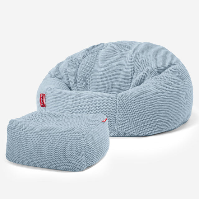 LOUNGE PUG - ELLOS KNIT - Bean Bag Chairs - CLASSIC Gaming Chair Beanbags - MISTY BLUE
