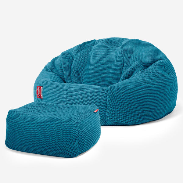 LOUNGE PUG - ELLOS KNIT - Bean Bag Chairs - CLASSIC Gaming Chair Beanbags - PETROL BLUE