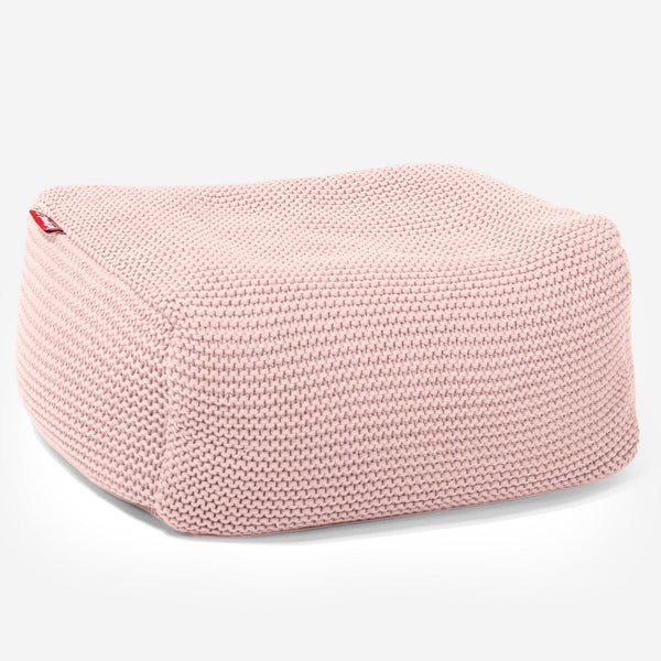 LOUNGE PUG - ELLOS KNIT - Bean Bag Footstool - Small - BABY PINK - (Size 20cm H x 30cm D x 40cm Wide)