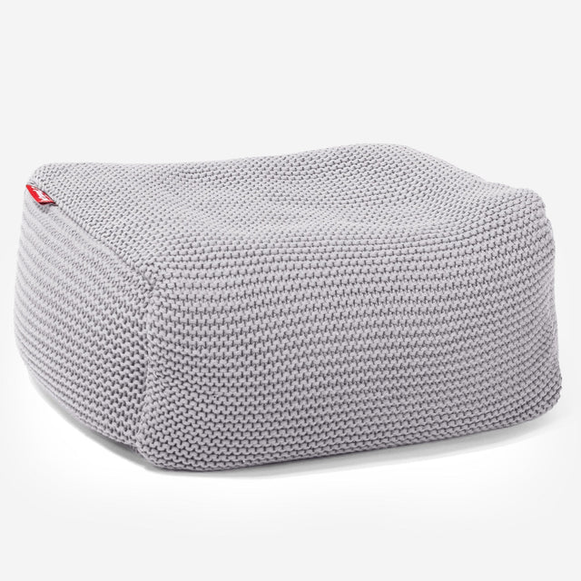 LOUNGE PUG - ELLOS KNIT - Bean Bag Footstool - Small - LIGHT GREY - (Size 20cm H x 30cm D x 40cm Wide)