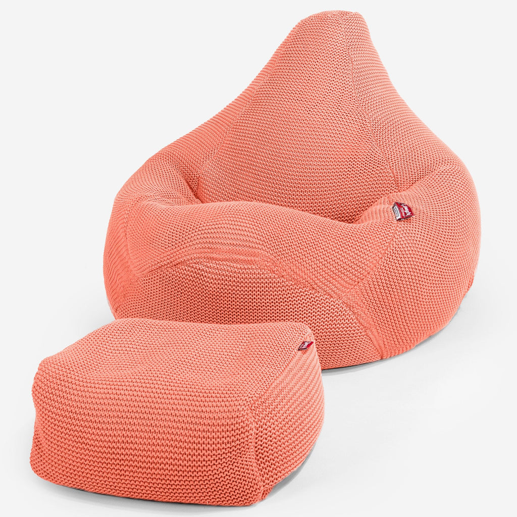 Highback Bean Bag Chair - 100% Cotton Ellos Coral Pink 01