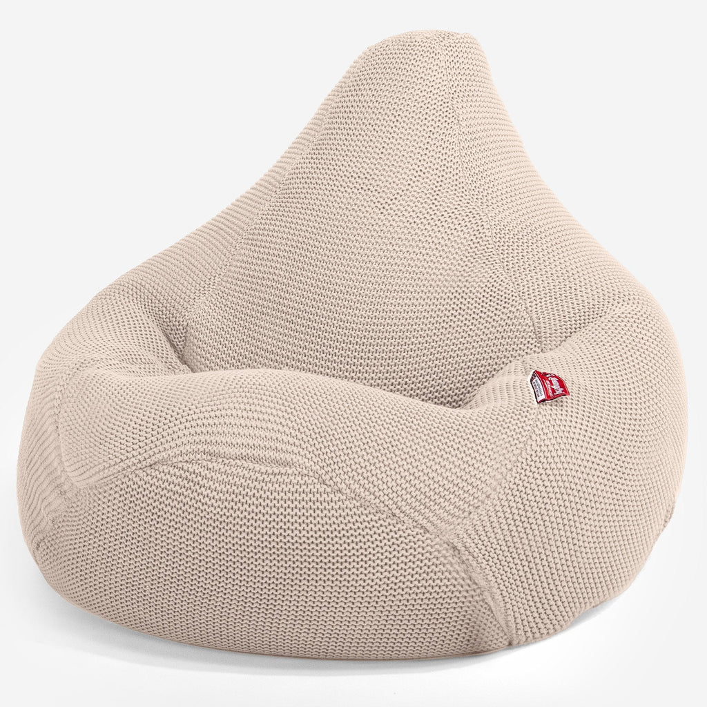 Highback Bean Bag Chair - 100% Cotton Ellos Cream 02