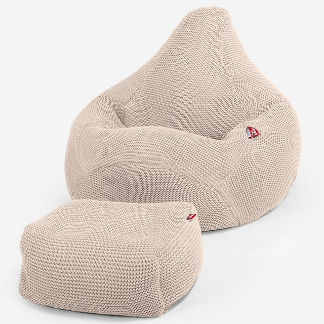 Highback Bean Bag Chair - 100% Cotton Ellos Cream 01