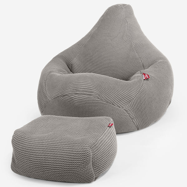 Highback Bean Bag Chair - 100% Cotton Ellos Graphite Grey 01