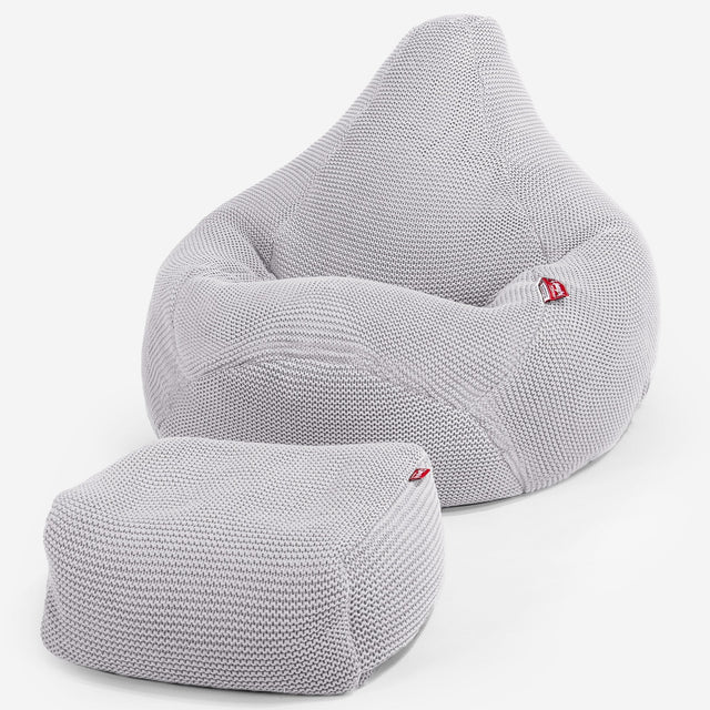 Highback Bean Bag Chair - 100% Cotton Ellos Light Grey 01