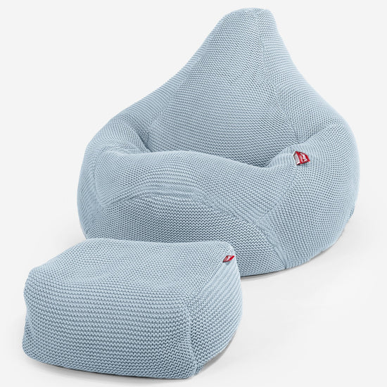 Highback Bean Bag Chair - 100% Cotton Ellos Misty Blue 01