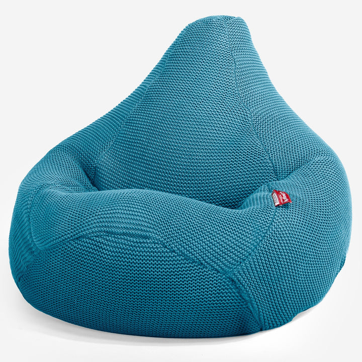 Highback Bean Bag Chair - 100% Cotton Ellos Petrol Blue 02