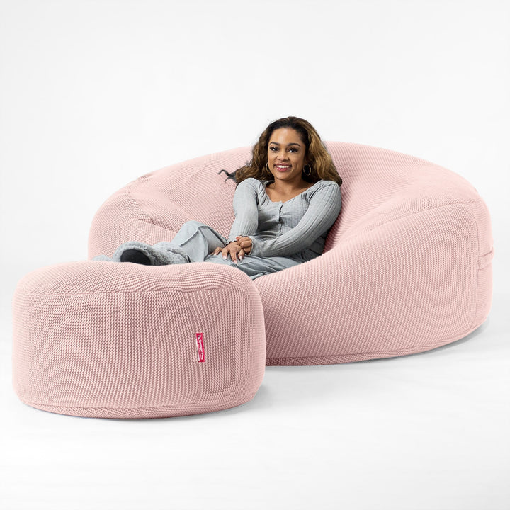 LOUNGE PUG - ELLOS KNIT - GIANT Bean Bag SOFA - MEGA MAMMOTH - Beanbag - BABY PINK