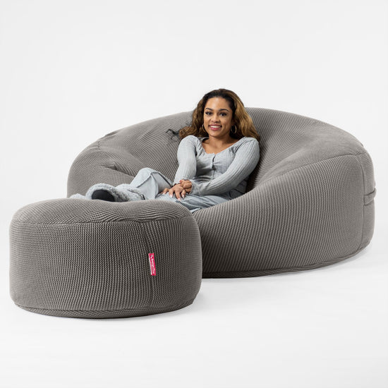 LOUNGE PUG - ELLOS KNIT - GIANT Bean Bag SOFA - MEGA MAMMOTH - Beanbag - GRAPHITE GREY