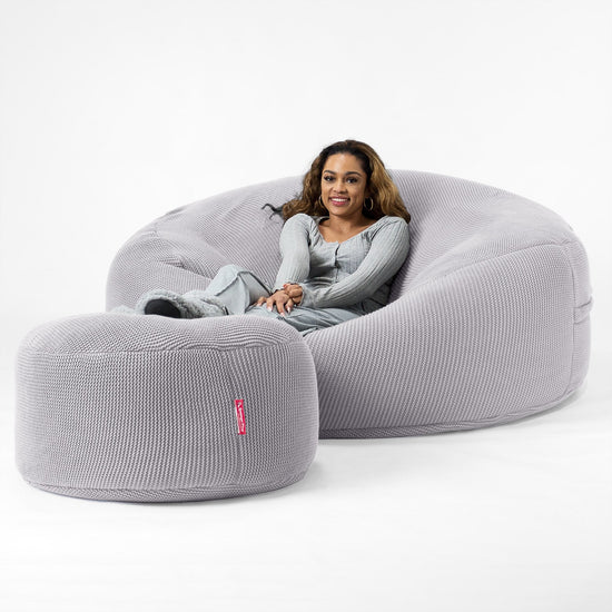 LOUNGE PUG - ELLOS KNIT - GIANT Bean Bag SOFA - MEGA MAMMOTH - Beanbag - LIGHT GREY