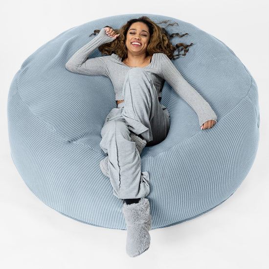 LOUNGE PUG - ELLOS KNIT - GIANT Bean Bag SOFA - MEGA MAMMOTH - Beanbag - MISTY BLUE