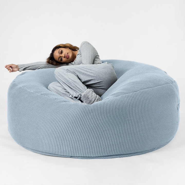 LOUNGE PUG - ELLOS KNIT - GIANT Bean Bag SOFA - MEGA MAMMOTH - Beanbag - MISTY BLUE