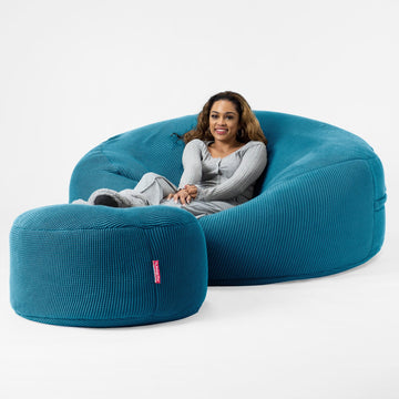 LOUNGE PUG - ELLOS KNIT - GIANT Bean Bag SOFA - MEGA MAMMOTH - Beanbag - PETROL BLUE