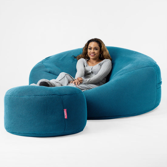 LOUNGE PUG - ELLOS KNIT - GIANT Bean Bag SOFA - MEGA MAMMOTH - Beanbag - PETROL BLUE