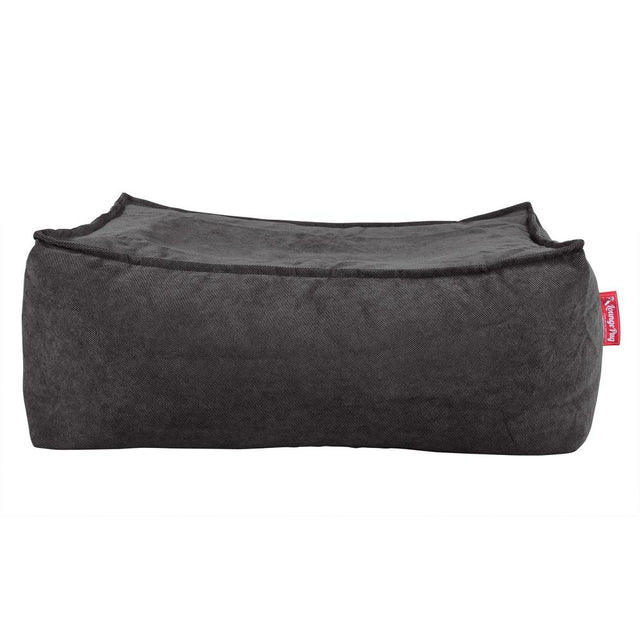 LOUNGE PUG - FLOCK - Bean Bag Footstool - Large - Graphite - (Size 25cm H x 40cm D x 70cm Wide)
