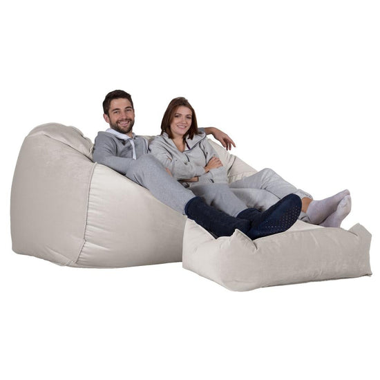 LOUNGE PUG - VELVET - GIANT Bean Bag SOFA - Beanbag SOFA UK - SILVER