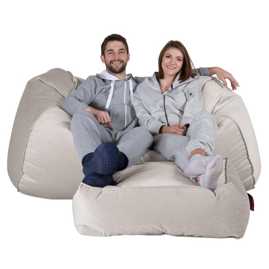 LOUNGE PUG - VELVET - GIANT Bean Bag SOFA - Beanbag SOFA UK - SILVER